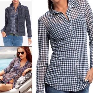 Cabi Sheer Mesh Checkered Shirt #736 EUC